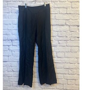 White House Black Market Linen Blend Black Wide Leg Dress Pants Size 8
